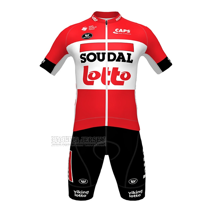 2022 Cycling Jersey Lotto Soudal Black Red Short Sleeve and Bib Short